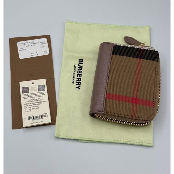 Burberry MN Zip Around Canvas Check Coin Wallet Grey Mink 8084526 - Picture 8 of 8